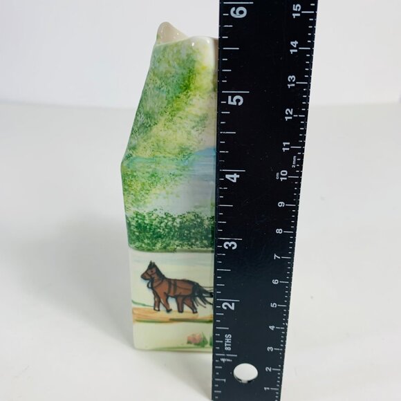 Farmhouse Amish Ceramic Milk Carton Vase VTG 1977 Horse Buggy Artist Signed - Picture 13 of 14